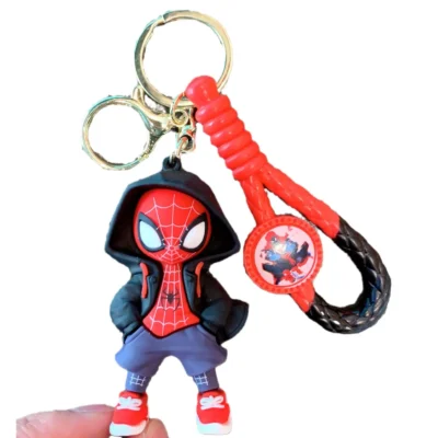 Cute Cartoon Spiderman Silicone Keychains Marvel Superhero Pendant Keyrings Jewelry Disney Keyholder for Bag Accessories - Image 5