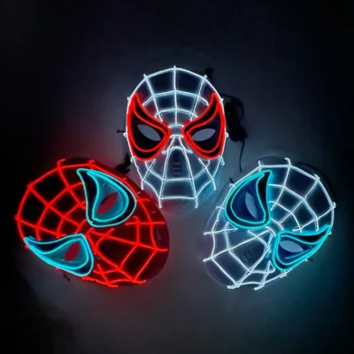 2024 New Arrival Halloween Disguise Mask Cosplay Spider Full Face Mask Halloween Children Headwear Gift Luminous Led Mask