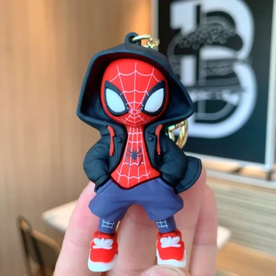 Cute Cartoon Spiderman Silicone Keychains Marvel Superhero Pendant Keyrings Jewelry Disney Keyholder for Bag Accessories