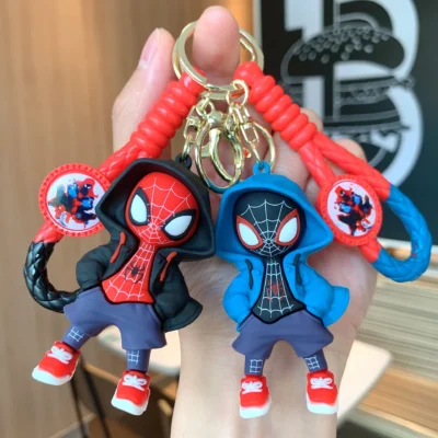 Cute Cartoon Spiderman Silicone Keychains Marvel Superhero Pendant Keyrings Jewelry Disney Keyholder for Bag Accessories - Image 2