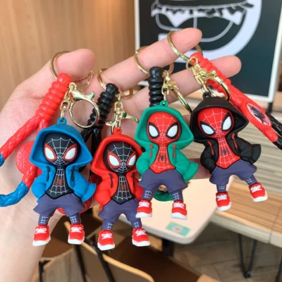 Cute Cartoon Spiderman Silicone Keychains Marvel Superhero Pendant Keyrings Jewelry Disney Keyholder for Bag Accessories - Image 4