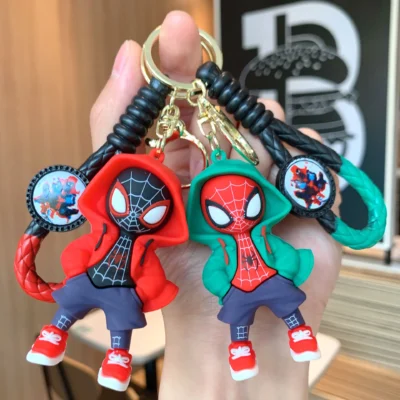 Cute Cartoon Spiderman Silicone Keychains Marvel Superhero Pendant Keyrings Jewelry Disney Keyholder for Bag Accessories - Image 3