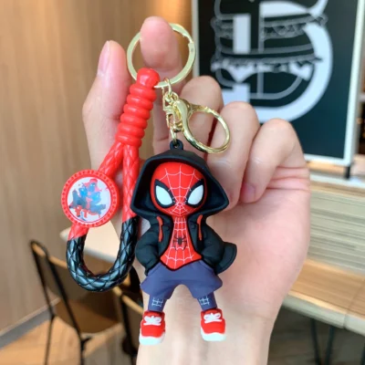 Cute Cartoon Spiderman Silicone Keychains Marvel Superhero Pendant Keyrings Jewelry Disney Keyholder for Bag Accessories - Image 7