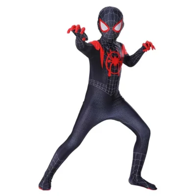 Spiderman Costume for Kids Zentai Suit Spider Man Into The Spider Verse Miles Morales Superhero Cosplay Bodysuit Adult Jumpsuits - Image 3